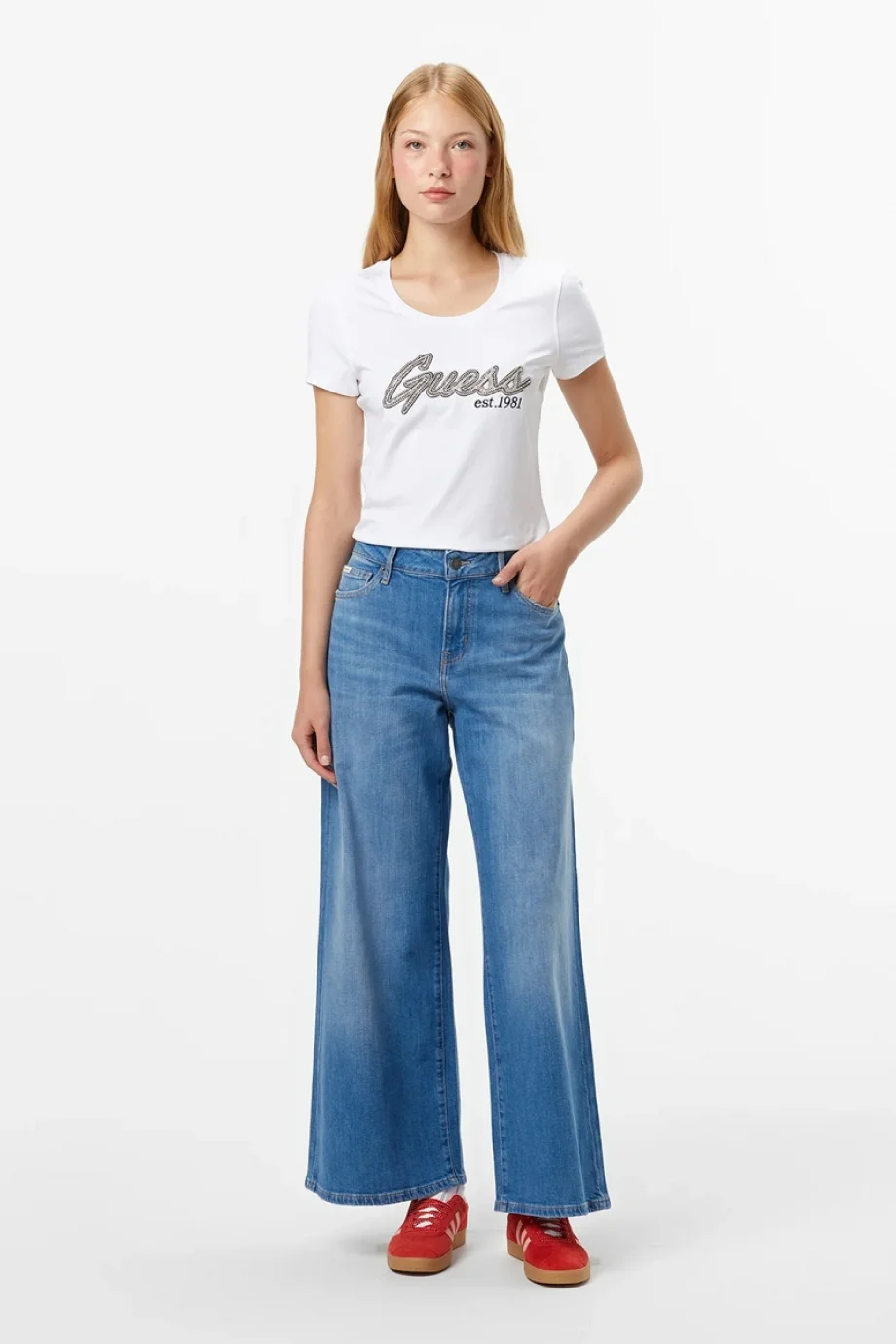 Guess Hot Kadın Beyaz Slim Fit T-Shirt W5YI16J1314-G011