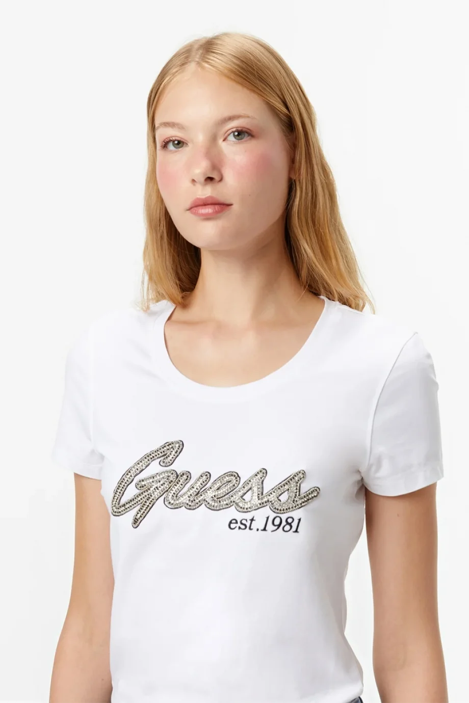 Guess Hot Kadın Beyaz Slim Fit T-Shirt W5YI16J1314-G011