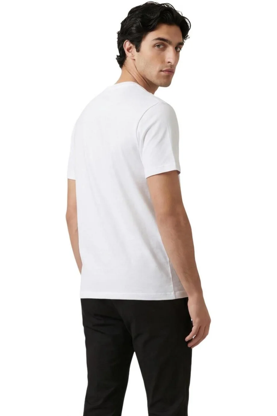 Guess Bisiklet Yaka Kısa Kollu Üçgen HD Çok Renkli Erkek Beyaz T-shirt M6GI11K2992-G011