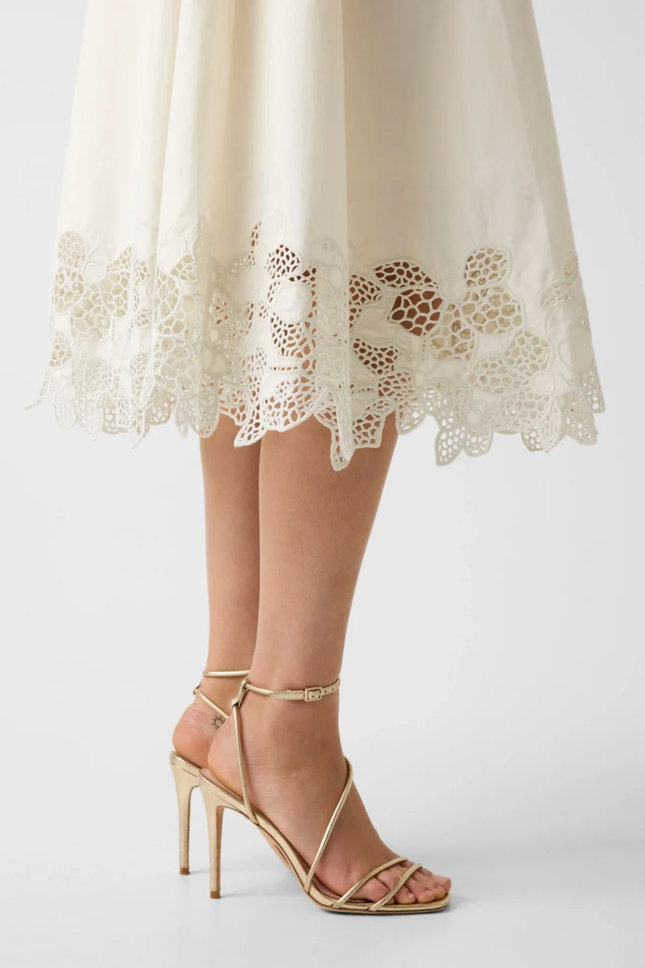 Guess Sonia Nakışlı Midi Kadın Krem Etek W6GDA3W2726-G053