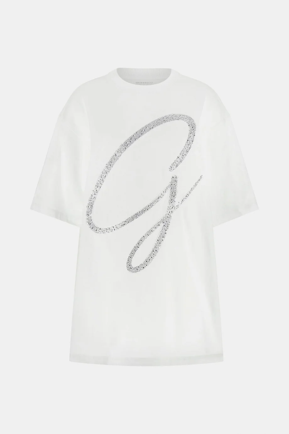 Guess Kısa Kollu Bisiklet Yaka Maxi G Zımbalı Kadın Beyaz T-shirt W6GI39K3478-G011