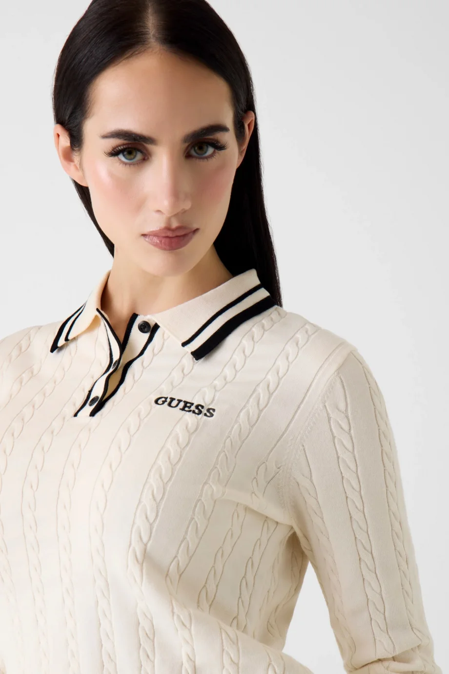 Guess Shari Polo Yakalı Triko Kadın Beyaz Triko V6RR01Z4652-G1O6