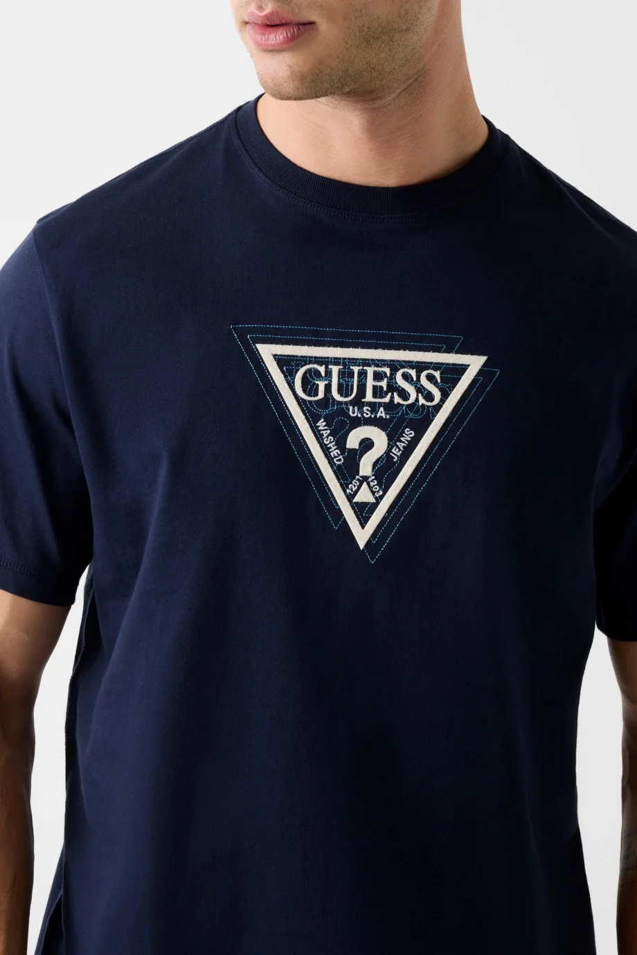 Guess Kısa Kollu Bisiklet Yaka Terry Logolu Erkek Lacivert T-shirt M6RI23K8FQ4-G7V2