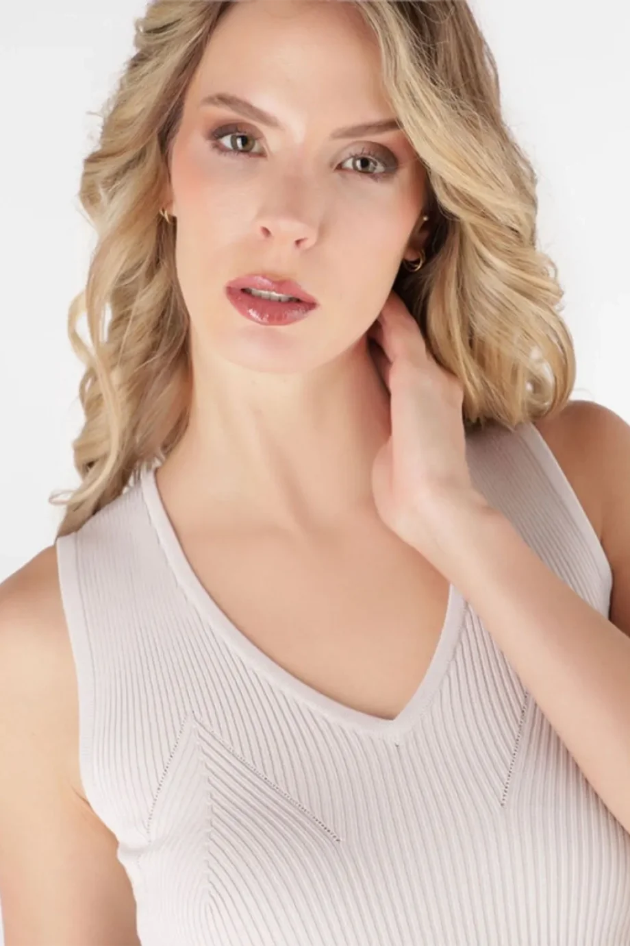 Guess Kolsuz V Yaka Stella Atlet Triko Kadın Mavi Triko W6RR36Z0132-G9B8