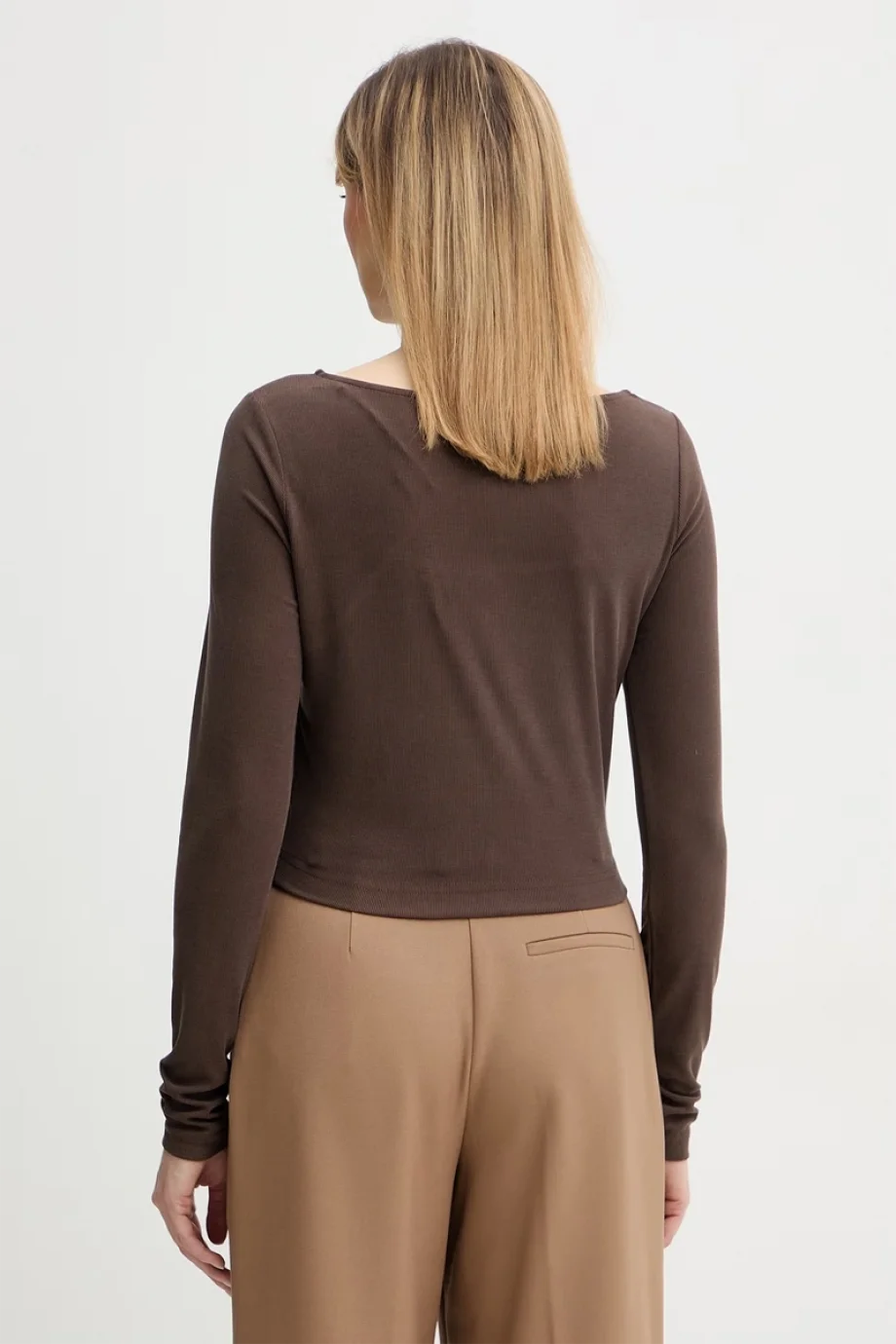 Guess Uzun Kollu Milena Önü Fiyonklu Kadın Kahverengi Top W6RP11KAQL2-G1EA