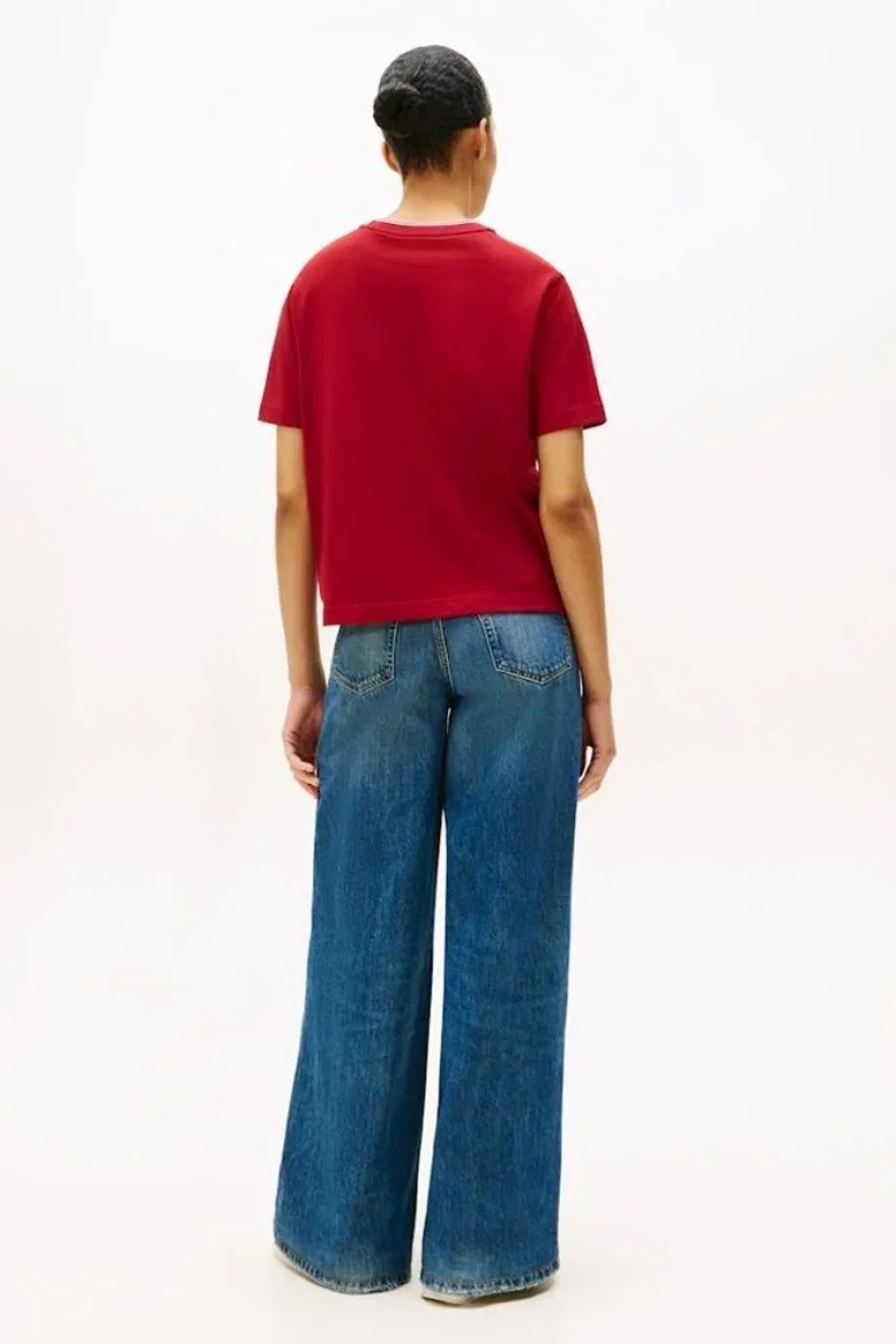 Tommy Hilfiger RWB Pike Bisiklet Yaka Kısa Kollu Kadın T-shirt WW0WW47310XIT