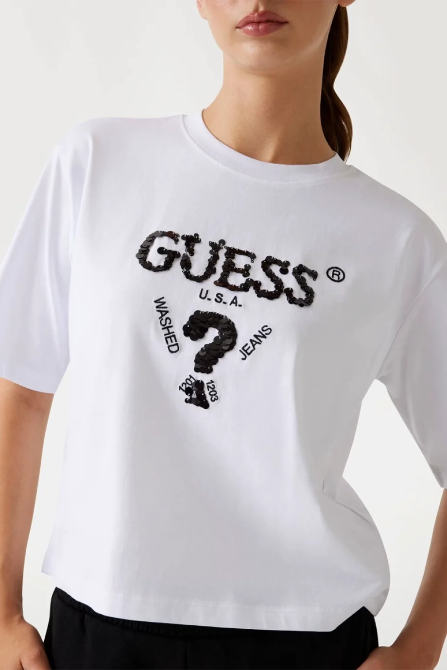 Guess Aurélie Kadın Beyaz Aktif Boxy Fit T-Shirt V4YI06I3Z14-G011