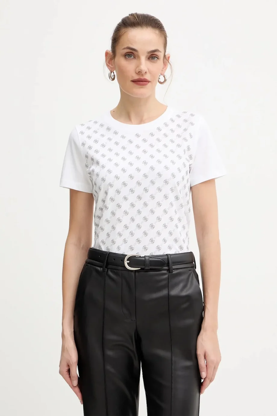 Guess Allover Kadın Beyaz Regular Fit T-Shirt W5BI21I3Z14-G011