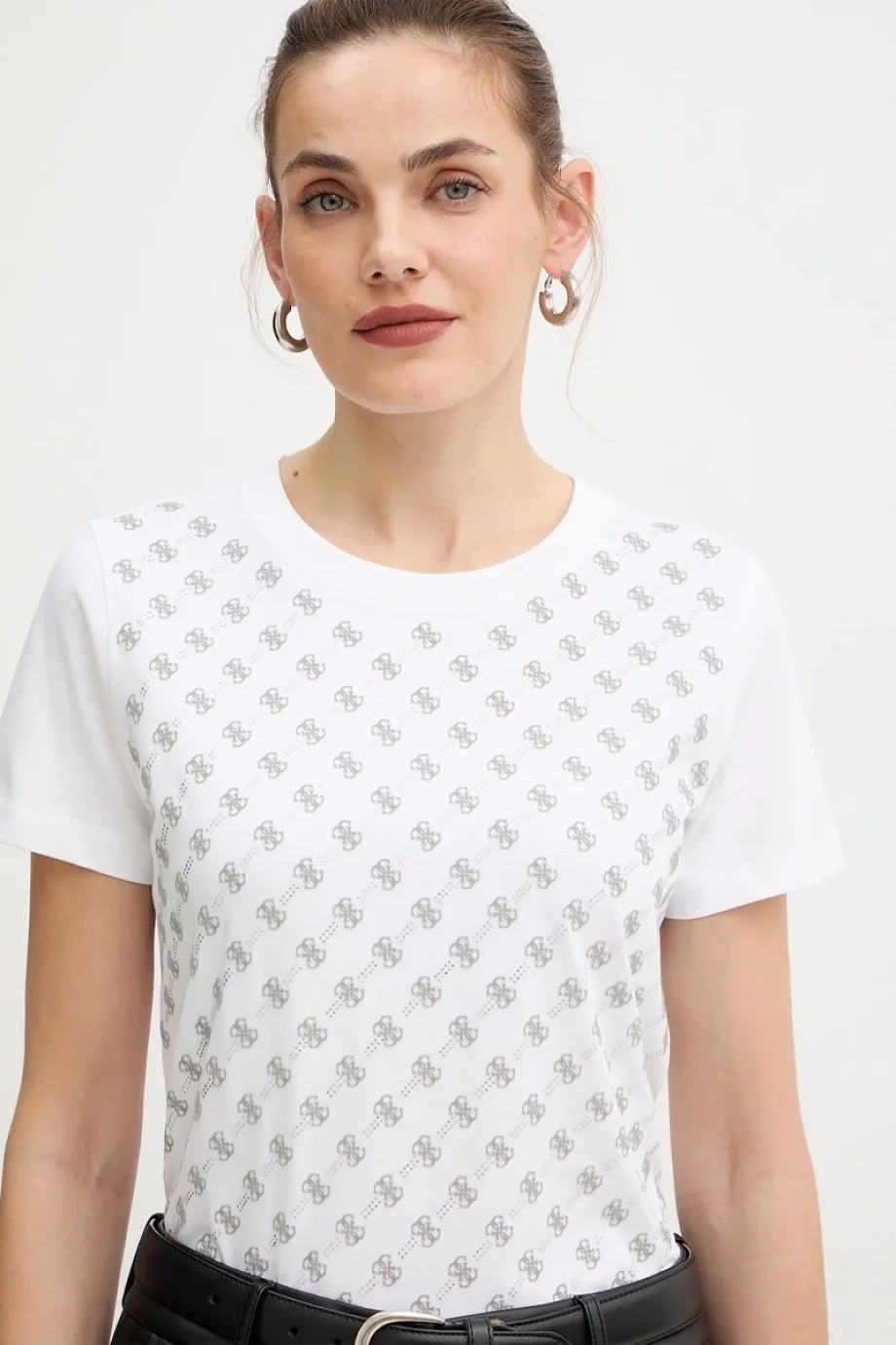 Guess Allover Kadın Beyaz Regular Fit T-Shirt W5BI21I3Z14-G011