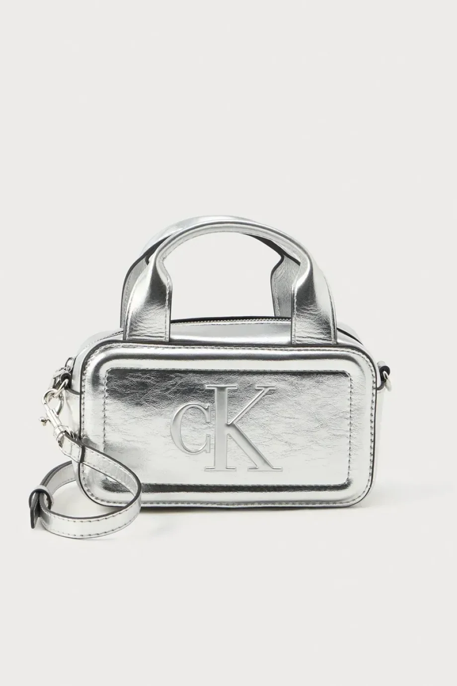 Calvin Klein Bold CK Metalik Mini Bauletto Kadın Metalik Gri Çapraz Çanta LV04F1202G-58G