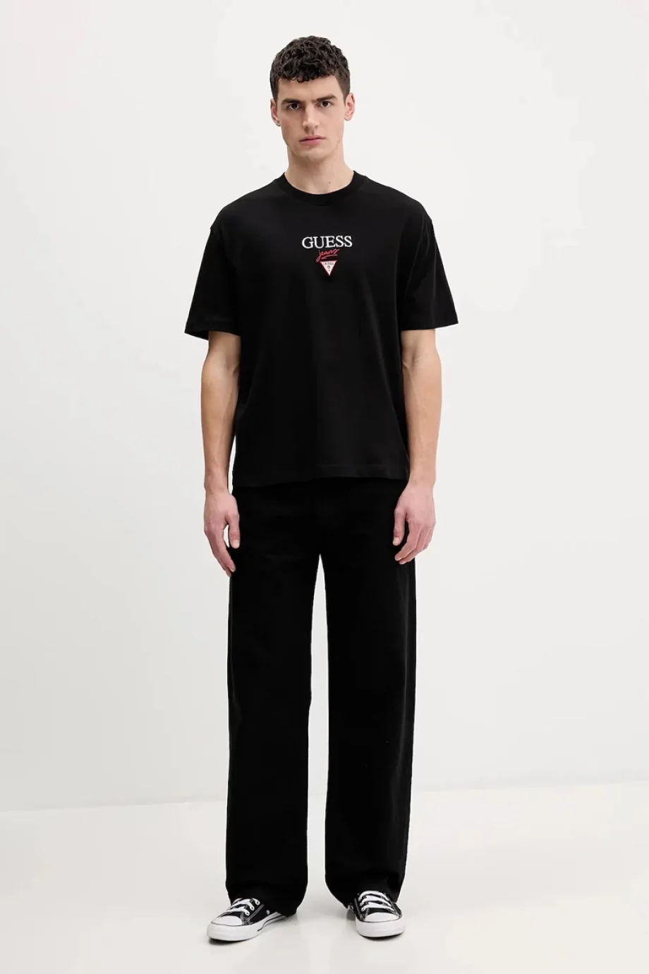 Guess GJ Kısa Kollu Büyük Beden Baker Logolu Erkek Siyah T-shirt M6RI45K8HM0-JBLK