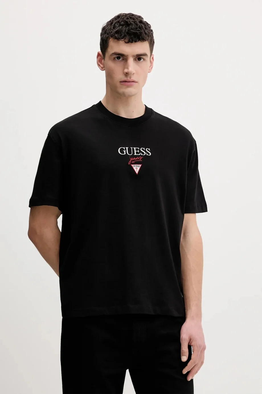 Guess GJ Kısa Kollu Büyük Beden Baker Logolu Erkek Siyah T-shirt M6RI45K8HM0-JBLK