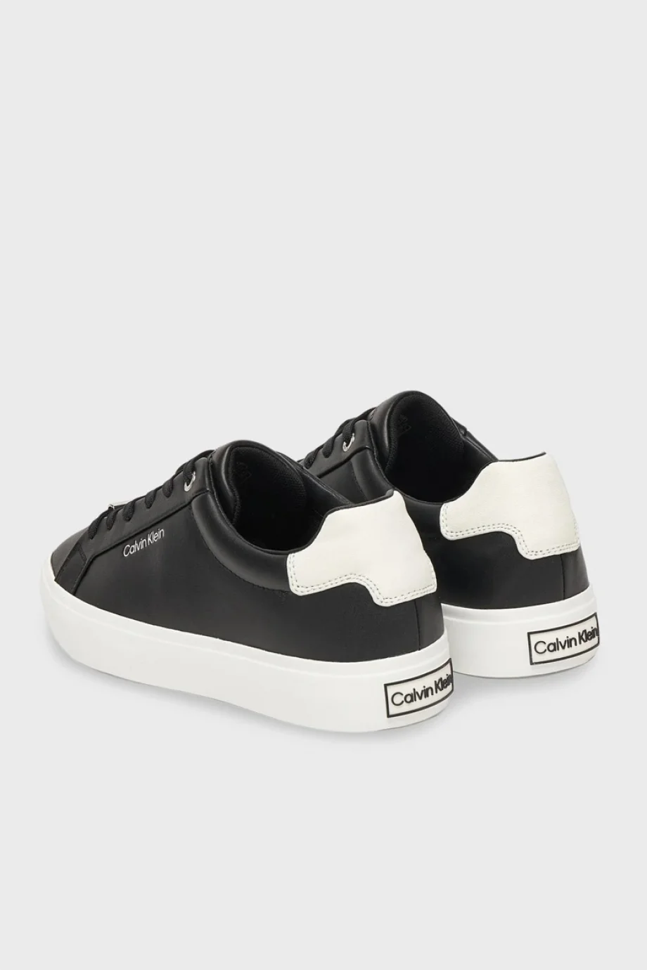 Calvin Klein Vulc Bağcıklı Deri ve Hareli Kadın Siyah Sneaker HW0HW02747-0GK