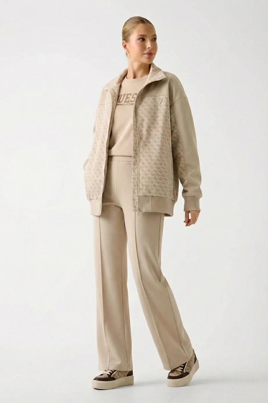 Guess Maya 4G Tam Fermuarlı Kadın Çok Renkli Ceket V6RL08K2042-FNN0