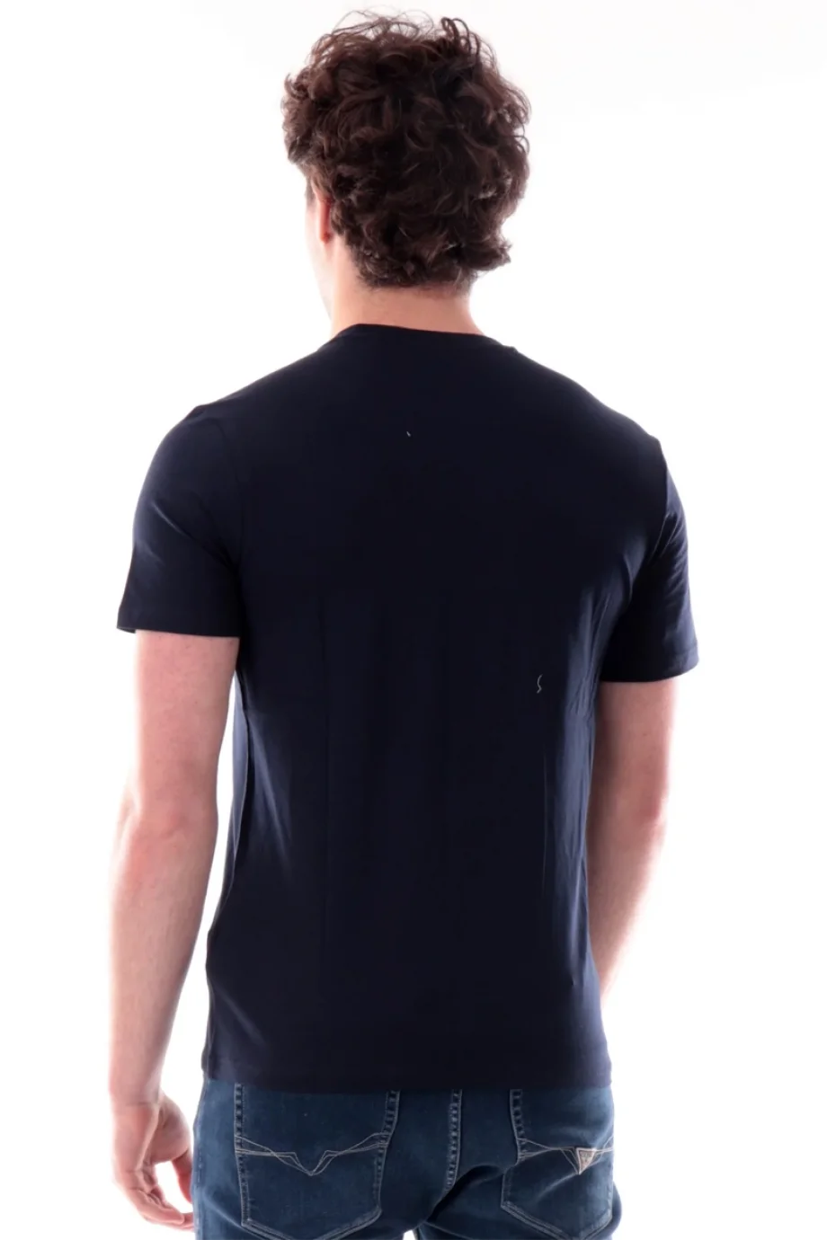 Guess Bisiklet Yaka Kısa Kollu Üçgen HD Çok Renkli Erkek Lacivert T-shirt M6GI11K2992-G7V2