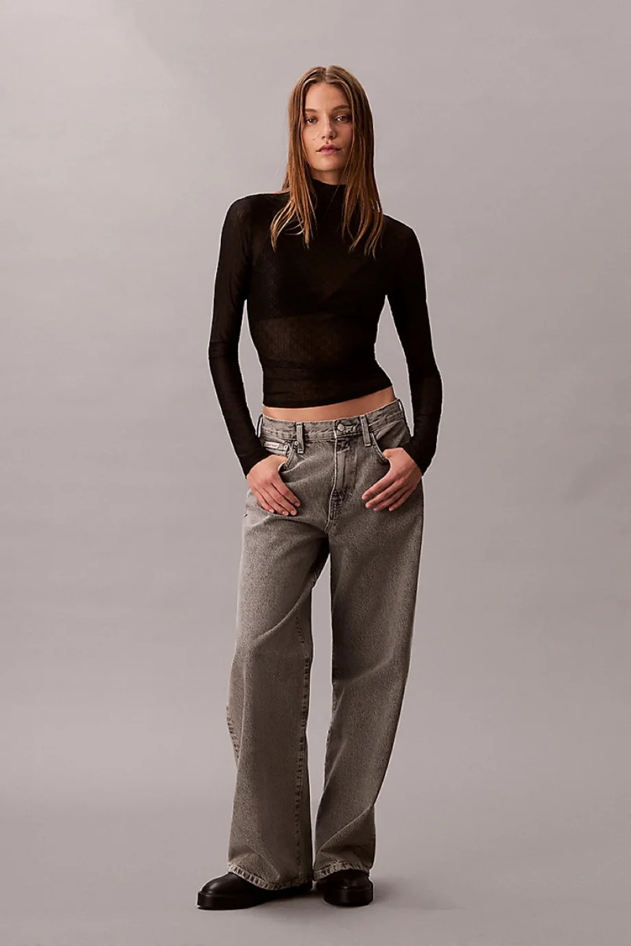 Calvin Klein Geniş Paça Grey Sterling Kadın Gri Jeans LV047D834G-0SL