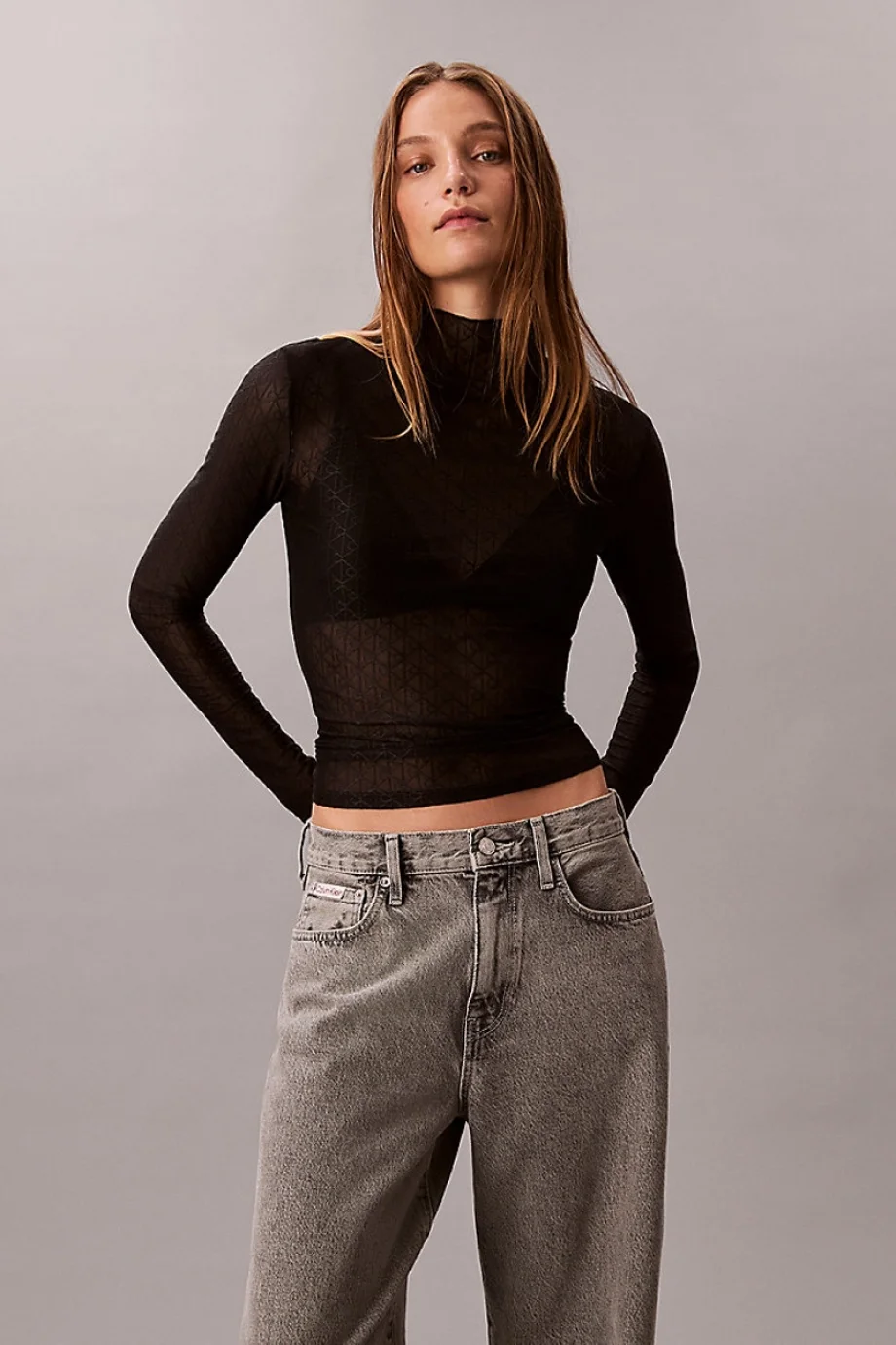 Calvin Klein Geniş Paça Grey Sterling Kadın Gri Jeans LV047D834G-0SL