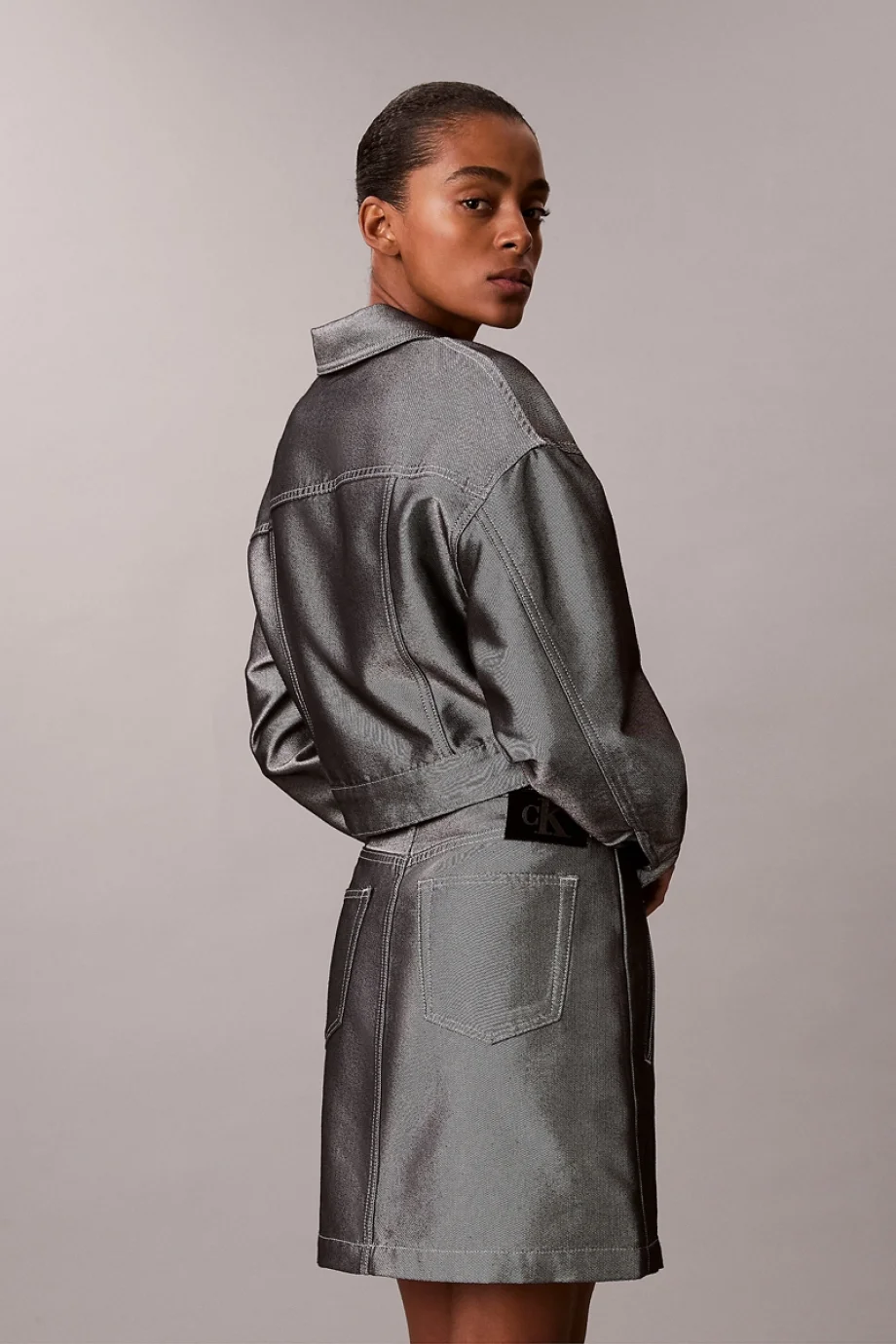 Calvin Klein Parlak Denim Bomber Kadın  Gri Ceket LV047E715G-3UF