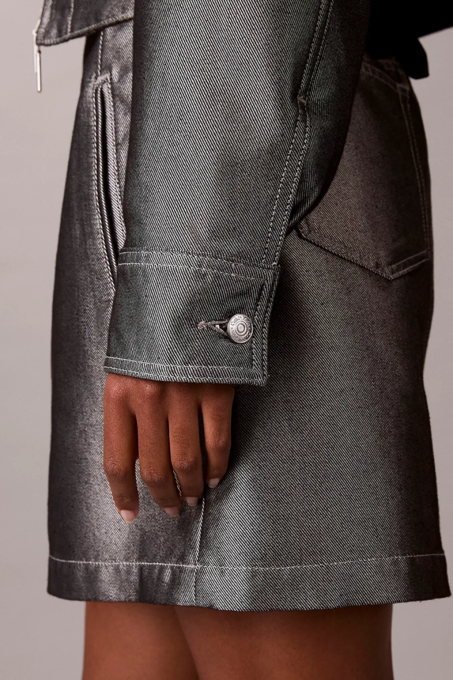 Calvin Klein Parlak Denim Bomber Kadın  Gri Ceket LV047E715G-3UF