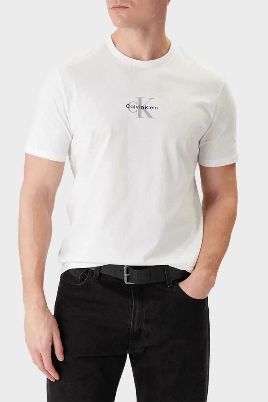 Calvin Klein Kısa Kollu 30S Mikro Monologo Grafikli Erkek Beyaz T-Shirt LV04RB866G-YAA