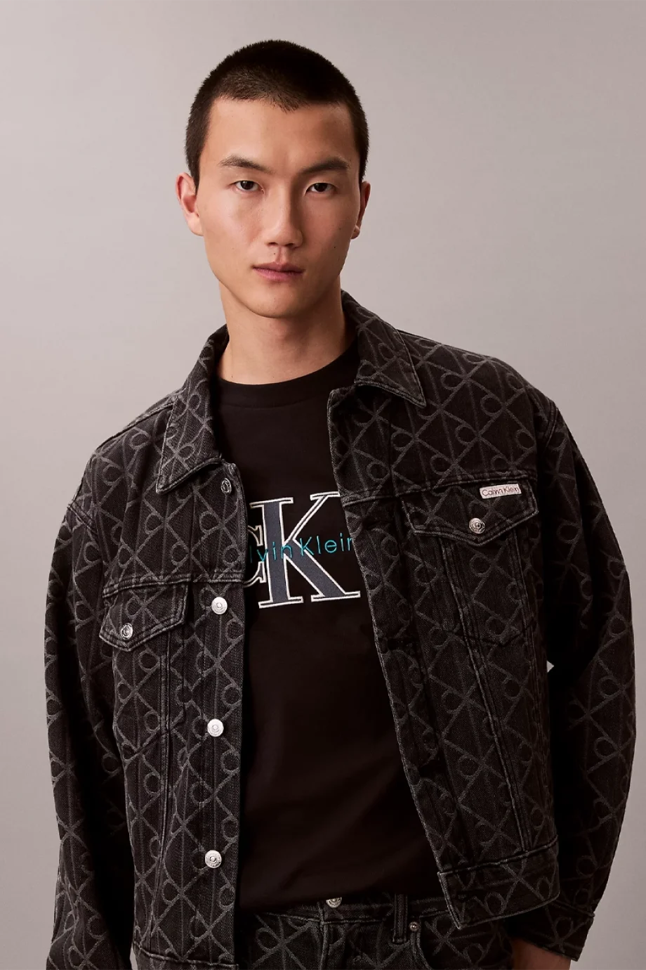 Calvin Klein Kısa Kollu 16S Üç Renkli Monologo Grafikli Erkek Siyah T-Shirt LV04RE815G-UB1