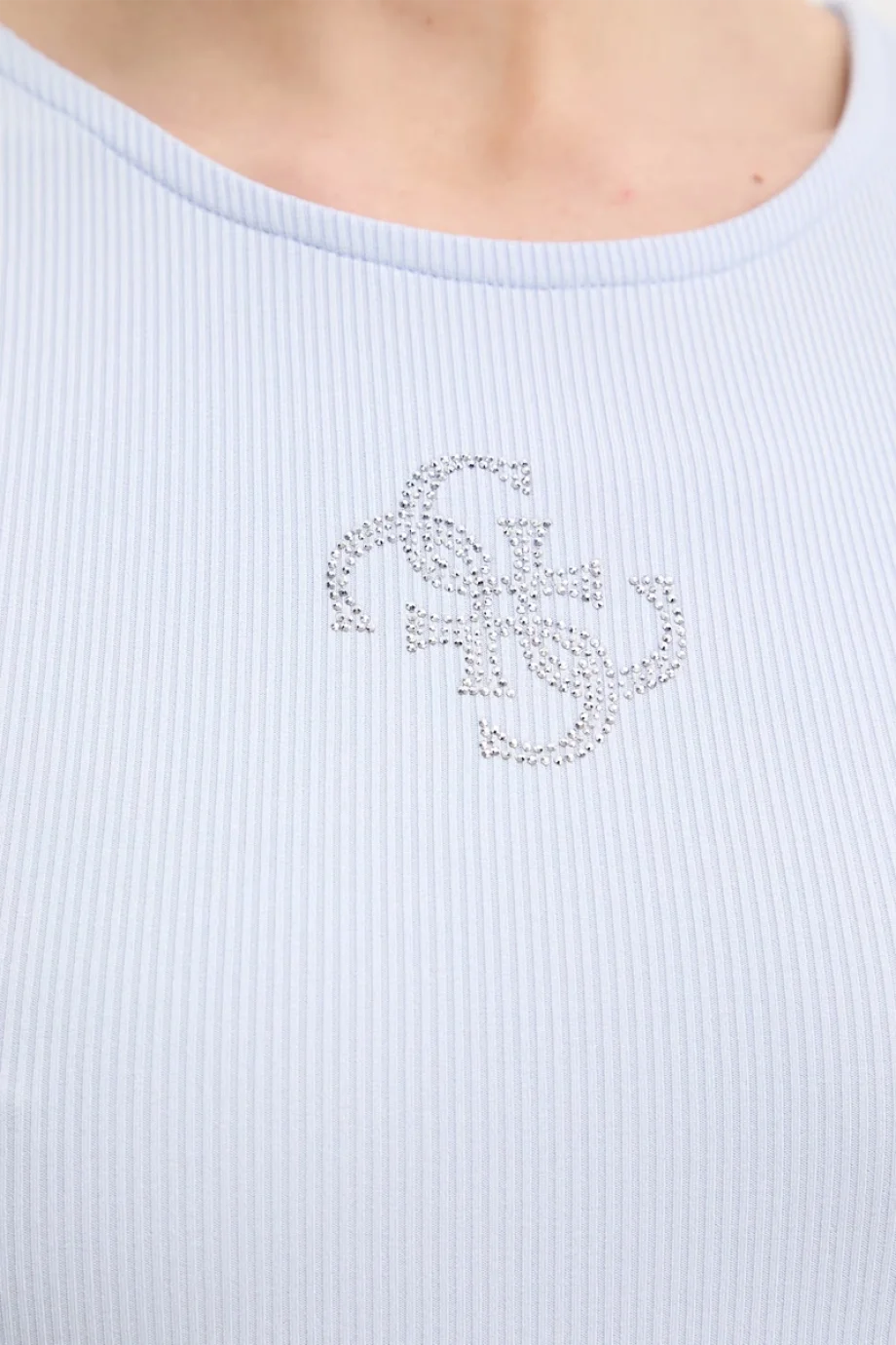 Guess Kolsuz Yuvarlak Yaka Guendalina Kadın Mavi Top W6RP39KD092-G7S1