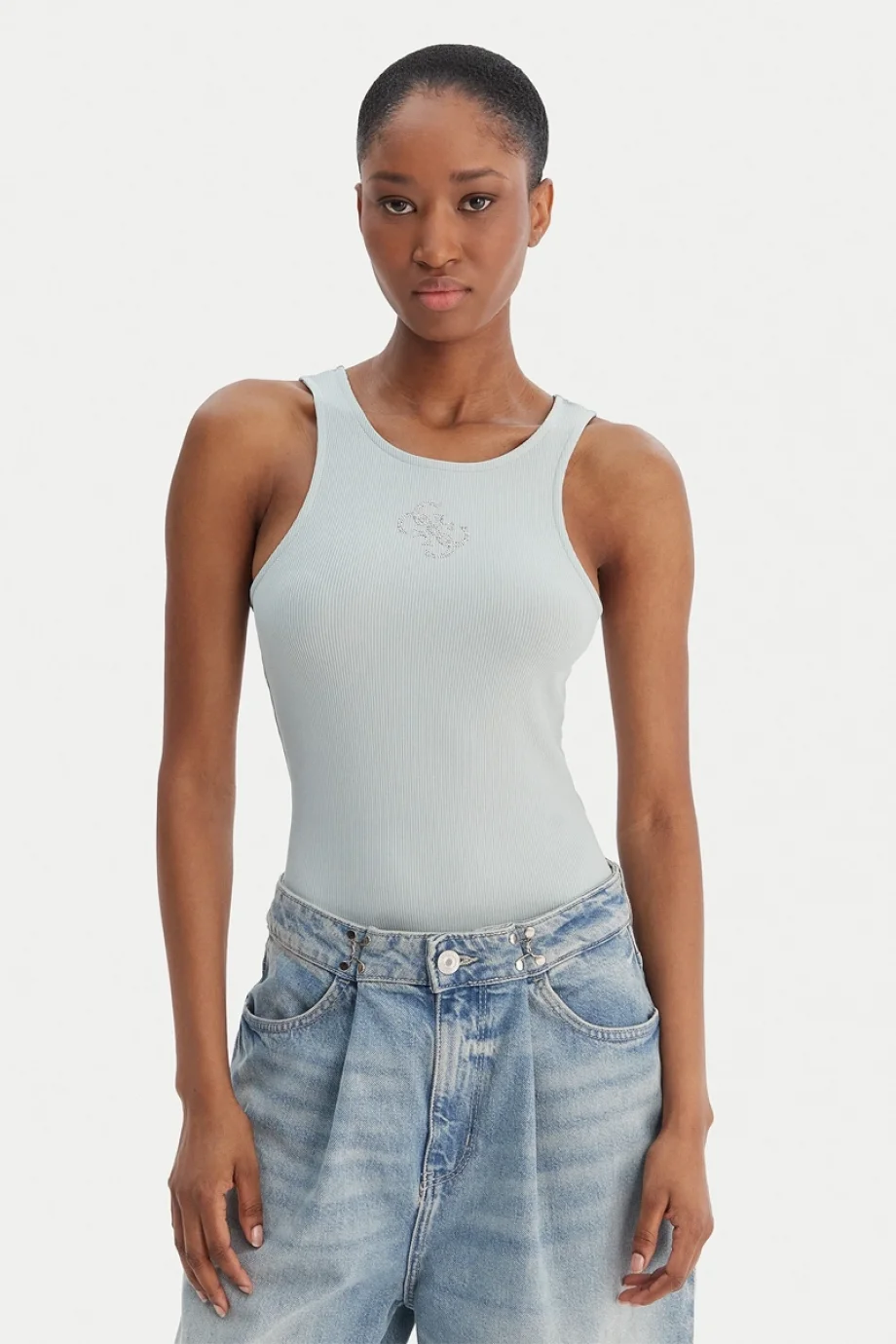 Guess Kolsuz Yuvarlak Yaka Guendalina Kadın Yeşil Top W6RP39KD092-G8CC