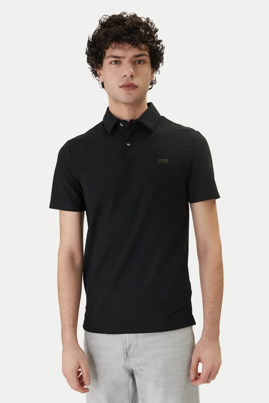 Guess Kısa Kollu Yeni Teknik Esnek Polo Yakalı Erkek Siyah Polo T-shirt M6RP02KD202-JBLK