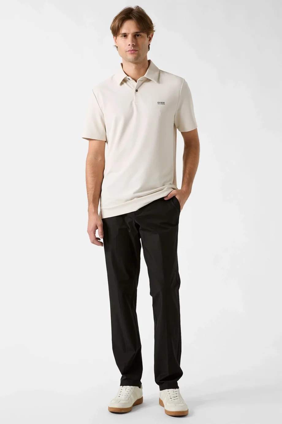 Guess Kısa Kollu Yeni Teknik Esnek Polo Yakalı Erkek Krem Polo T-shirt M6RP02KD202-G1I6