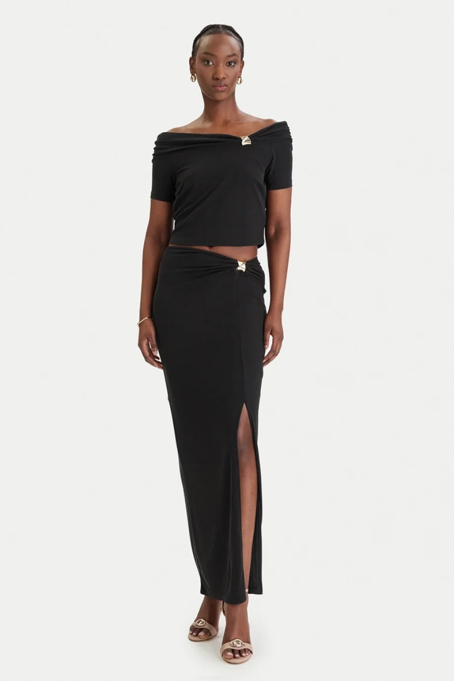 Guess Brigitte Midi Kadın Siyah Etek W6GD15K2936-JBLK