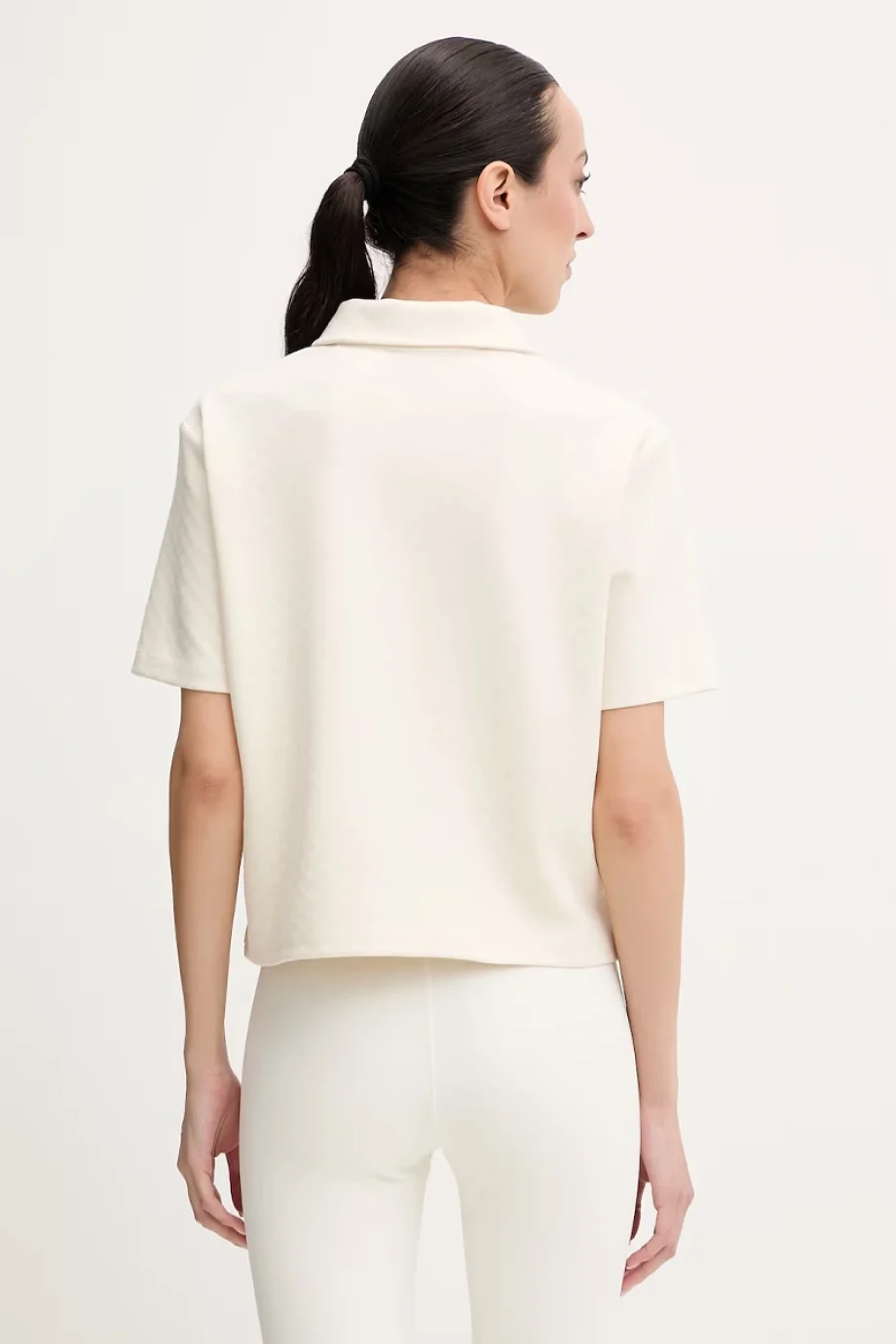 Guess Clara Kutulu Kesim Polo Yakalı Kadın Beyaz Polo T-shirt V6GP12K3044-G047