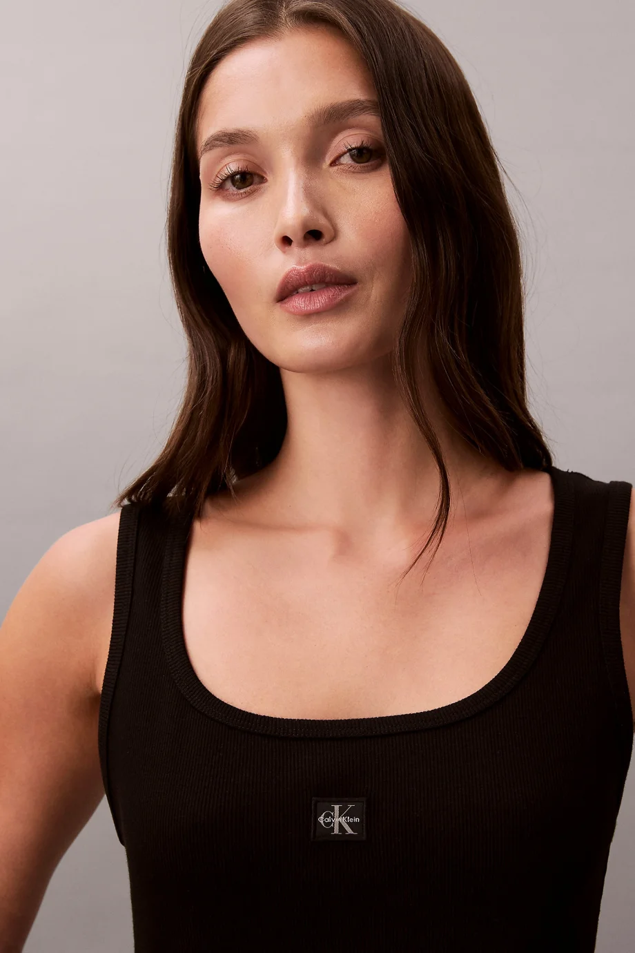 Calvin Klein Kolsuz Bebek Fitilli Dokuma Etiketli Kare Yaka Kadın Siyah Elbise LV047F257G-UB1