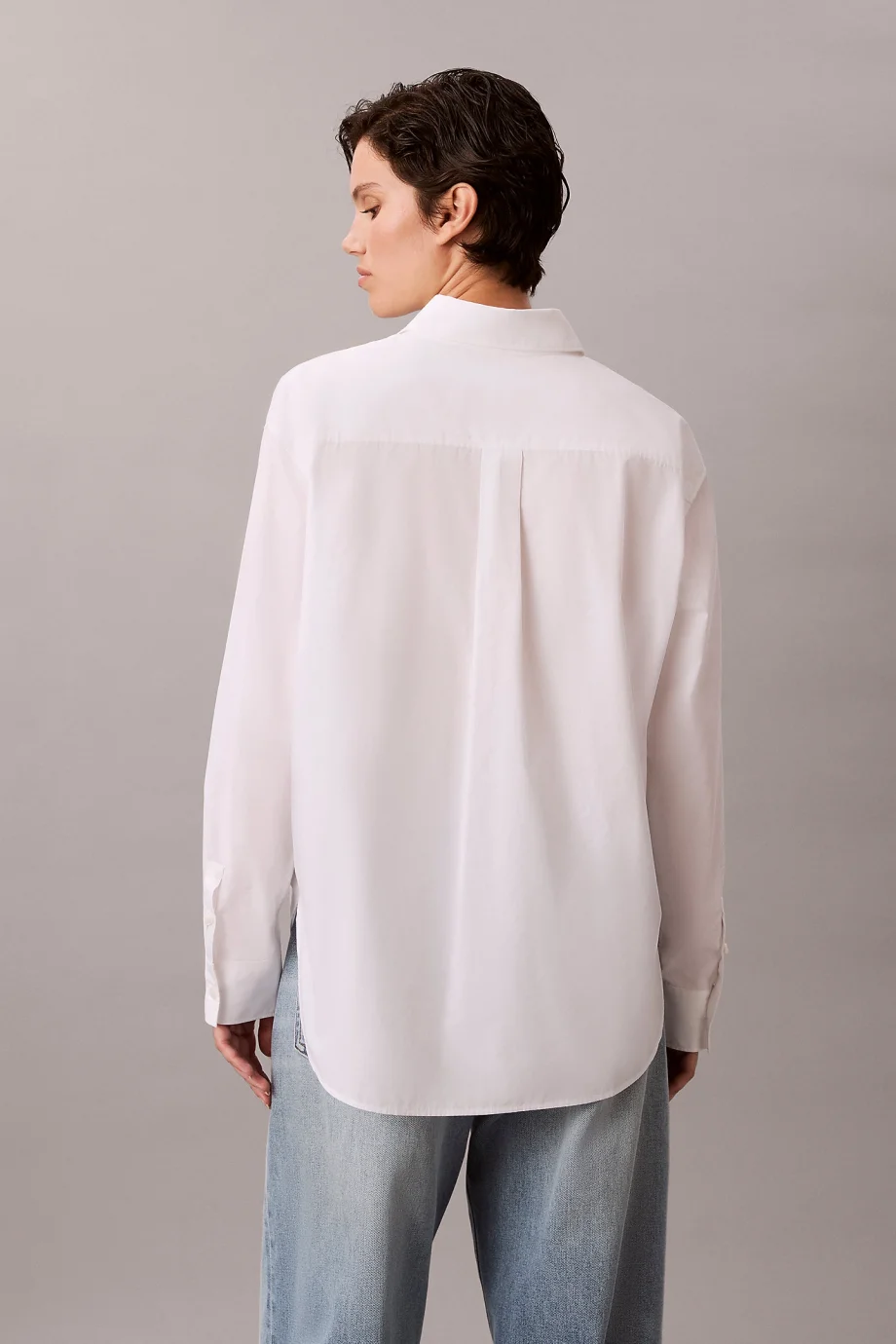 Calvin Klein Pamuklu Poplin Rahat Kesim Dokuma Kadın Beyaz Gömlek LV047F147G-YAA