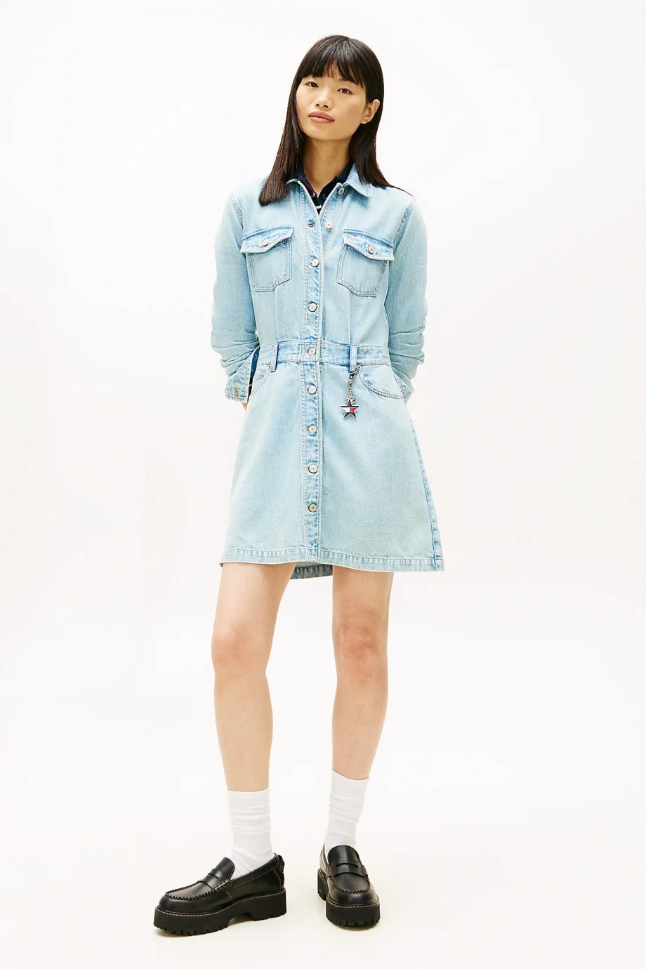 Tommy Hilfiger Mini Trucker Denim Kadın Denim Elbise DW0DW220041A5