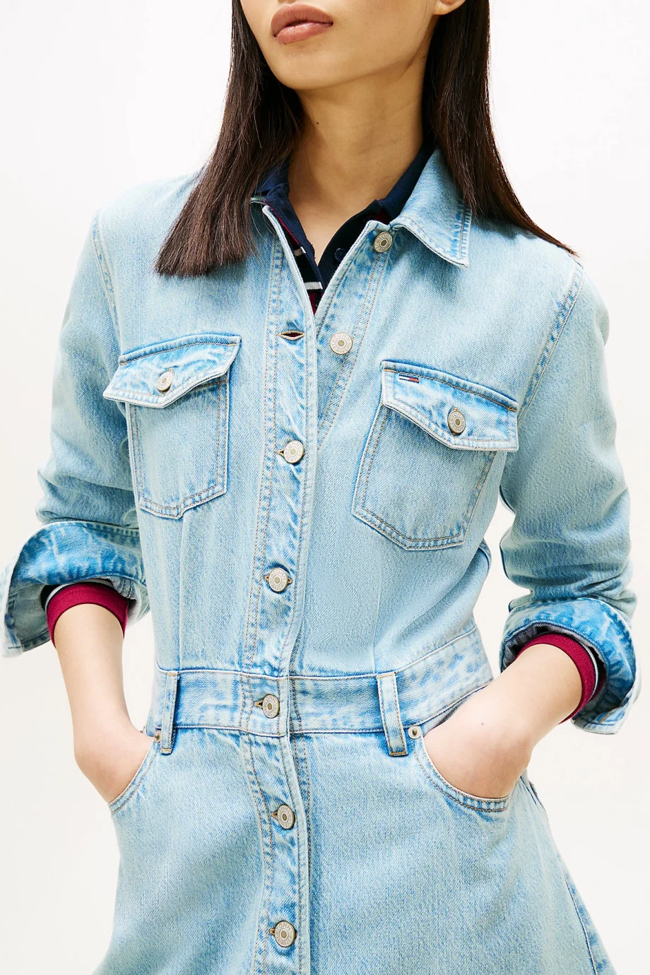 Tommy Hilfiger Mini Trucker Denim Kadın Denim Elbise DW0DW220041A5