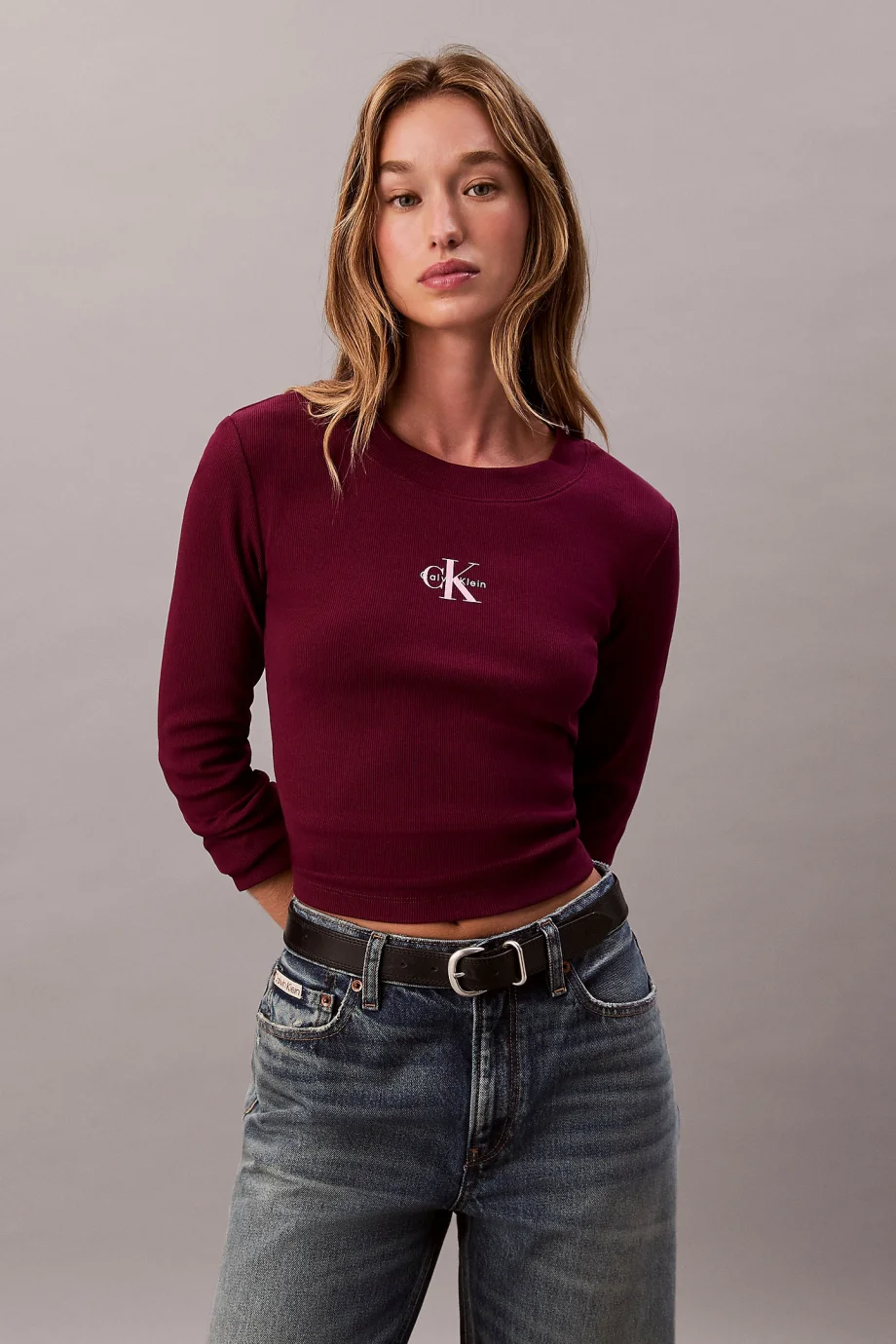 Calvin Klein Uzun Kollu Monogram Baby Kadın Mor T-shirt LV047A803G-2E5