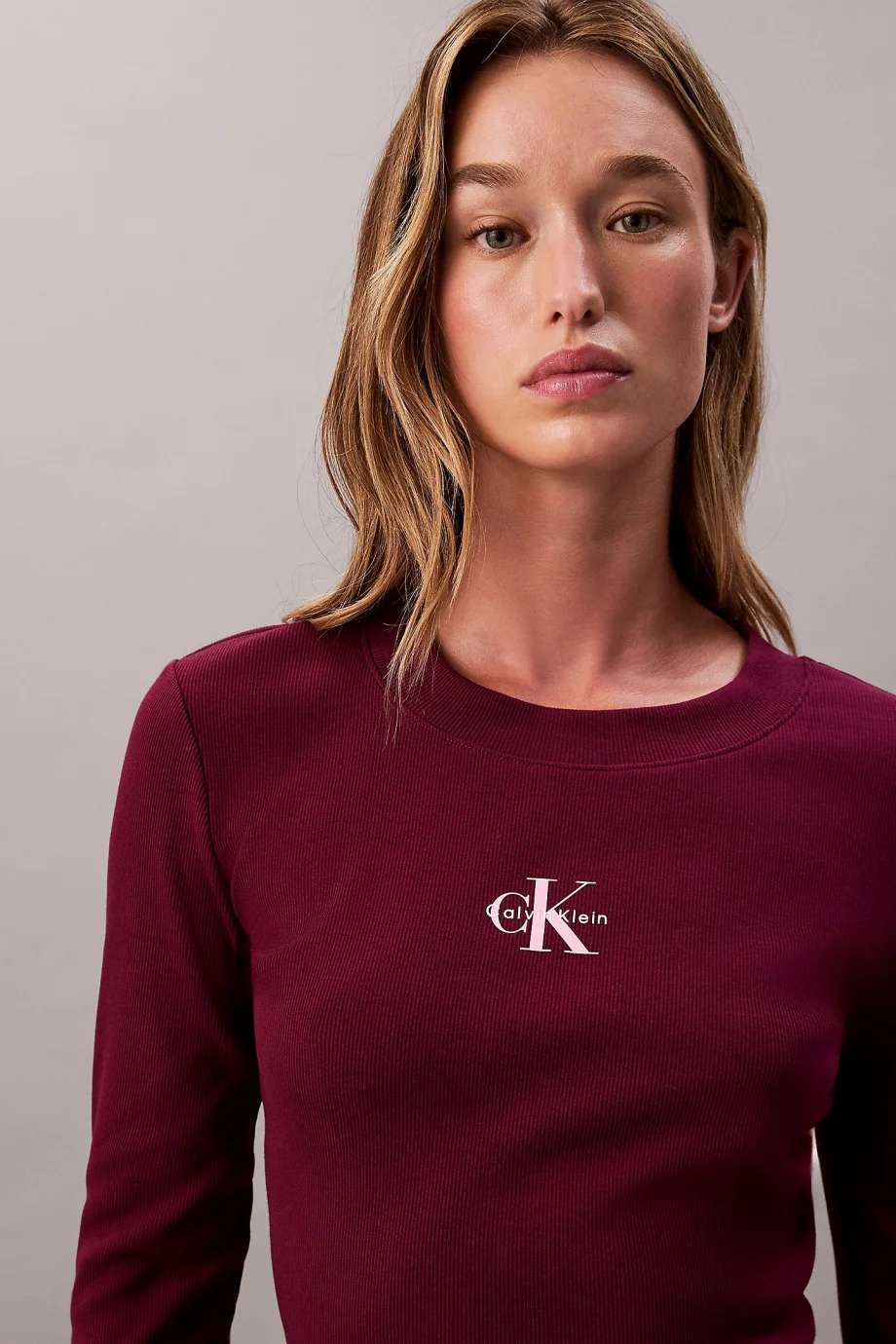 Calvin Klein Uzun Kollu Monogram Baby Kadın Mor T-shirt LV047A803G-2E5