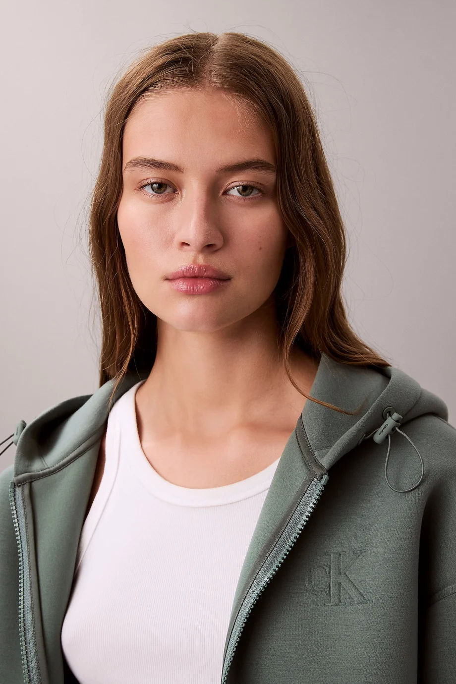 Calvin Klein Uzun Kollu Scuba Kadın Gri Ceket LV047E231G-PNO