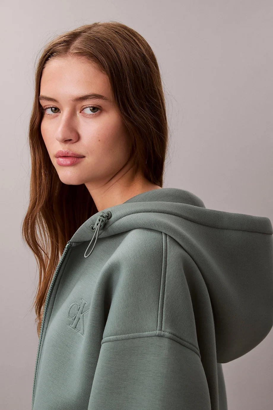 Calvin Klein Uzun Kollu Scuba Kadın Gri Ceket LV047E231G-PNO