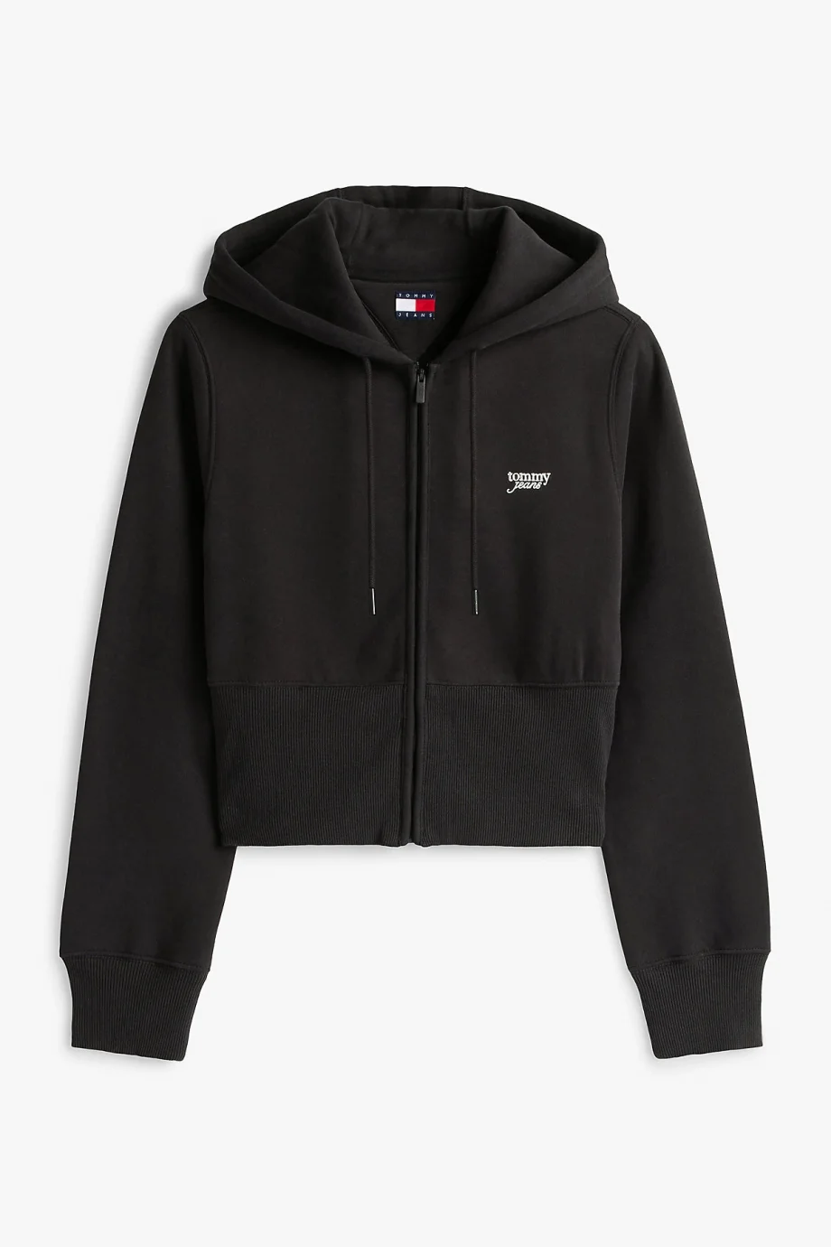 Tommy Hilfiger TJW Normal Kesim Gümüş Yazılı Boydan Fermuarlı Kadın Siyah Sweatshirt DW0DW21943BDS