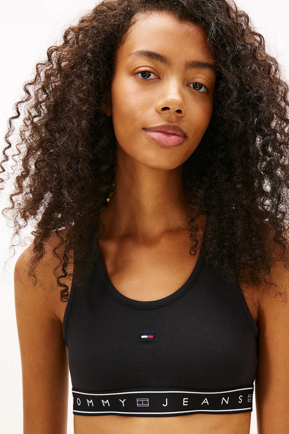 Tommy Hilfiger TJW Kısa Şerit Detaylı Büstiyer Kadın Siyah T-shirt DW0DW22537BDS