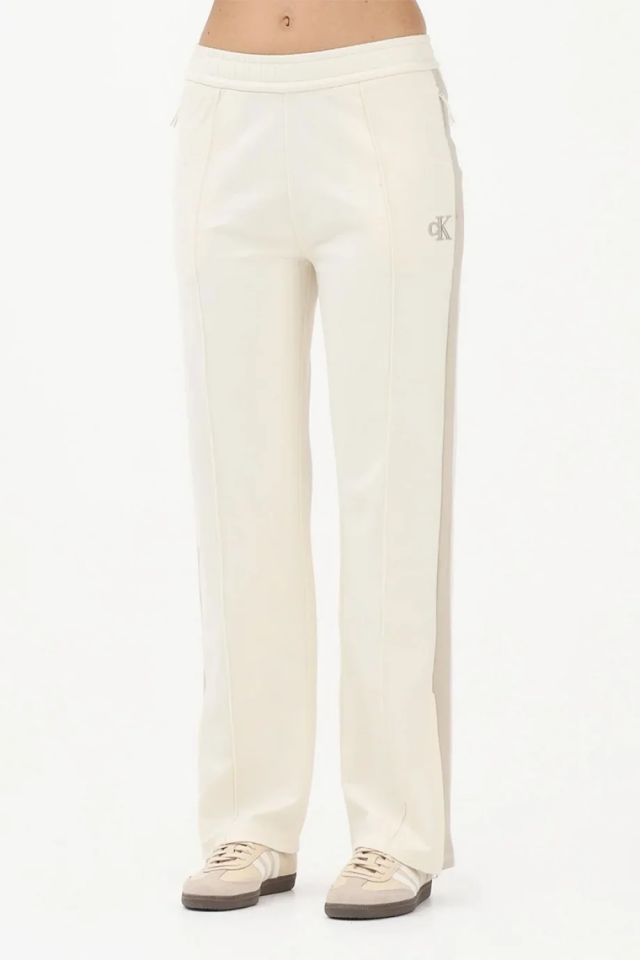 Calvin Klein Esnek Havlu Kumaş Eşofman Kadın Beyaz Eşofman Altı LV047E225G-YAC