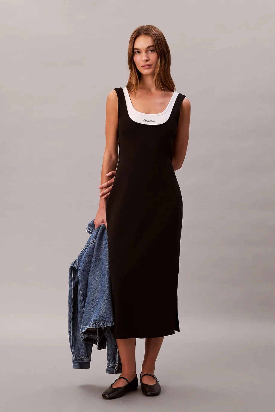 Calvin Klein Kolsuz Interlock Midi Kadın Siyah Elbise LV047E220G-UB1
