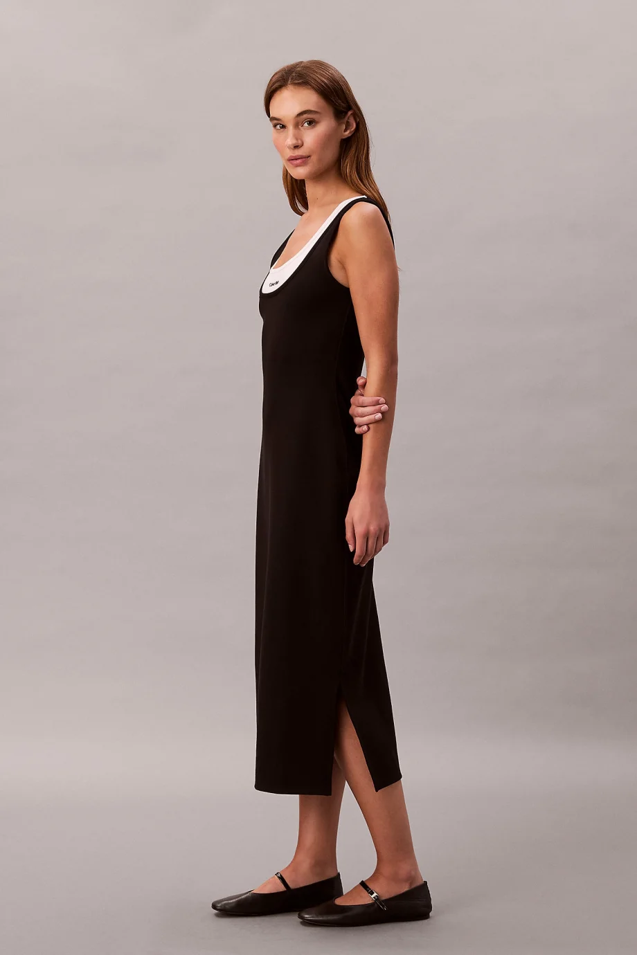 Calvin Klein Kolsuz Interlock Midi Kadın Siyah Elbise LV047E220G-UB1