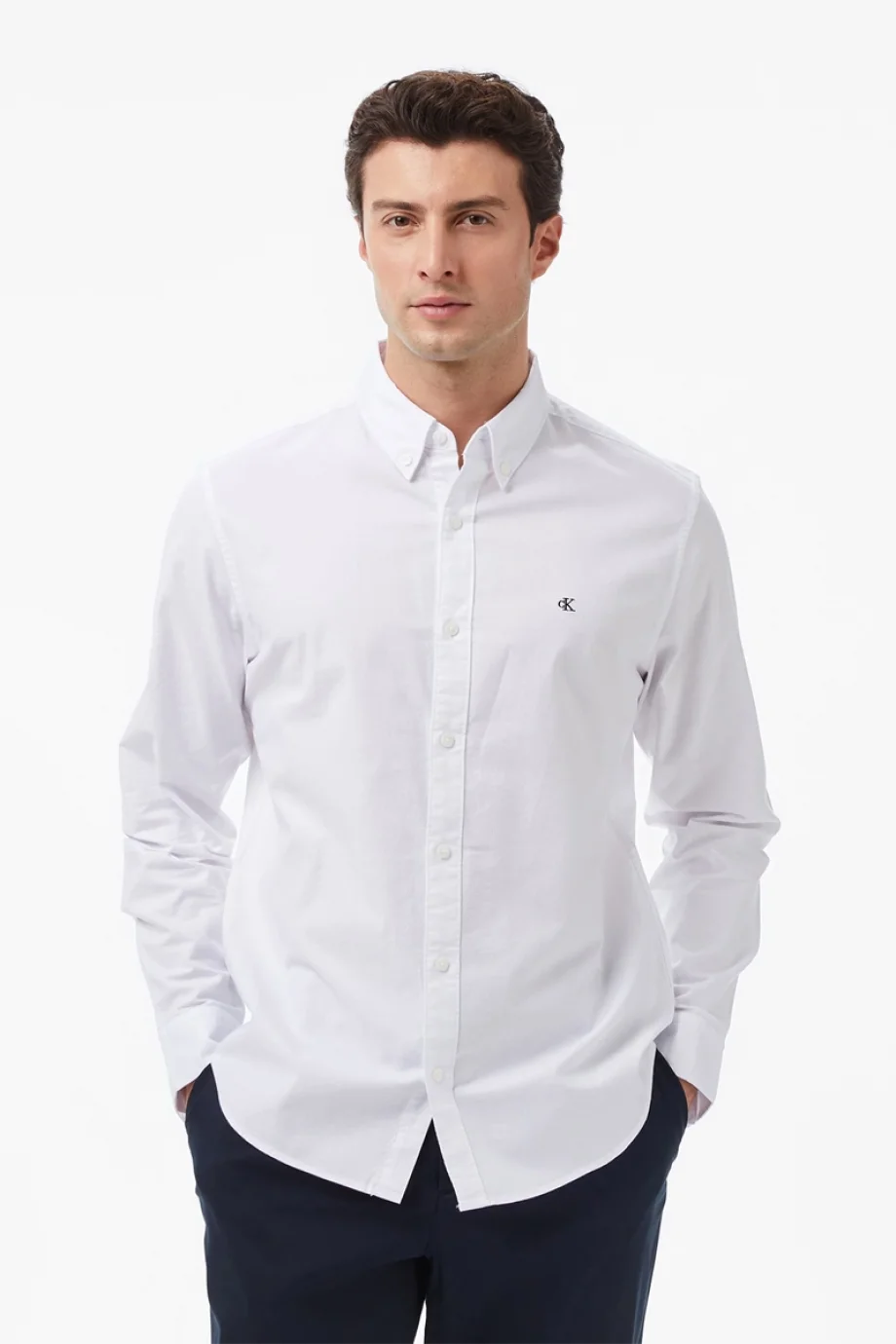 Calvin Klein Erkek Uzun Kollu Klasik Düz Oxford Beyaz Gömlek LV140EM125-YAA