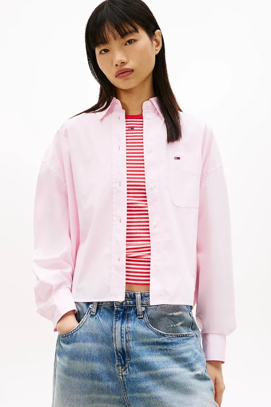 Tommy Hilfiger TJW Essential Kısa Kadın Pembe Gömlek DW0DW22766TN9