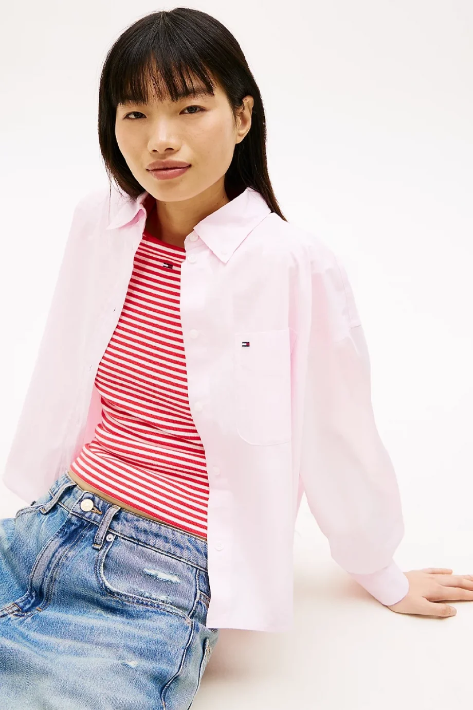 Tommy Hilfiger TJW Essential Kısa Kadın Pembe Gömlek DW0DW22766TN9