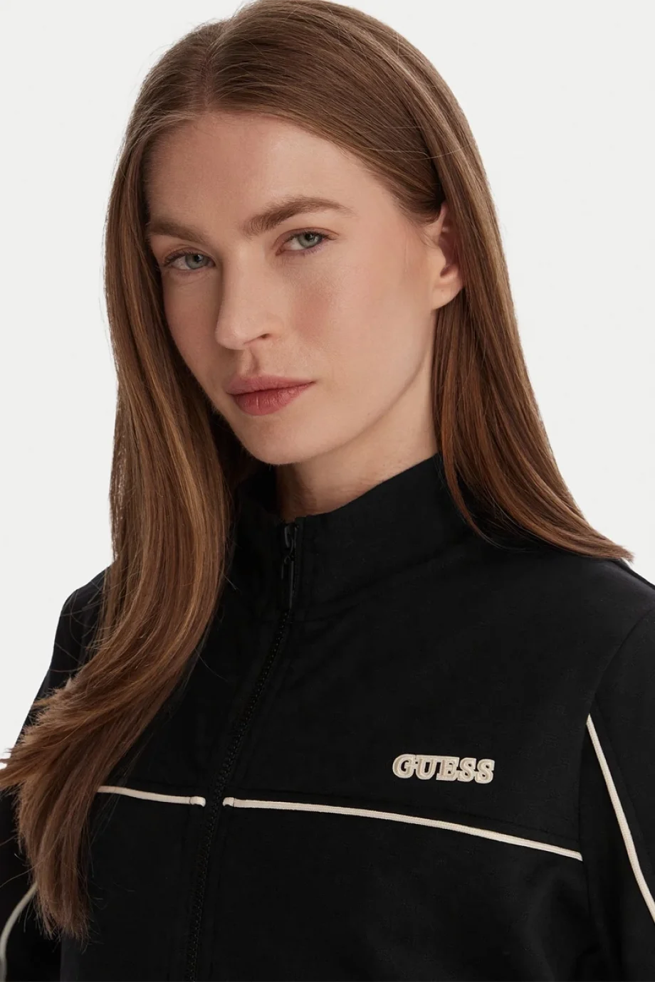 Guess Clara Tam Fermuarlı Kadın Siyah Sweatshirt V6GQ09K3001-JBLK