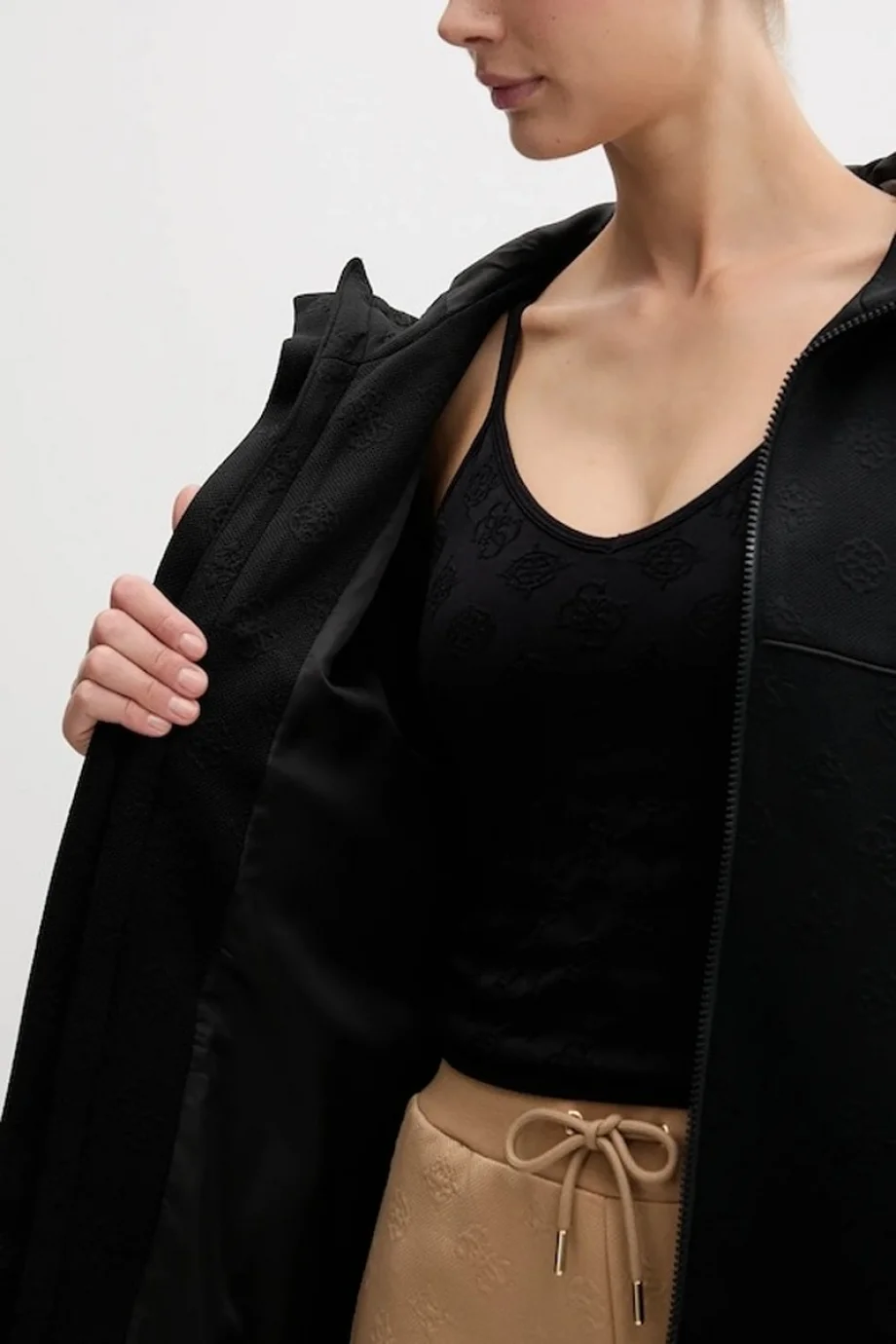 Guess Peony Kadın Siyah Aktif  Eşofman Üstü V5YQ05KBSL2-FJ8A