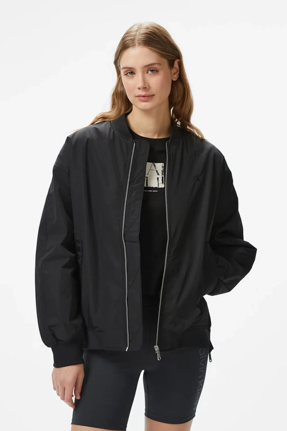 Calvin Klein LONG BOMBER Kadın Siyah Ceket J20J224702-BEH